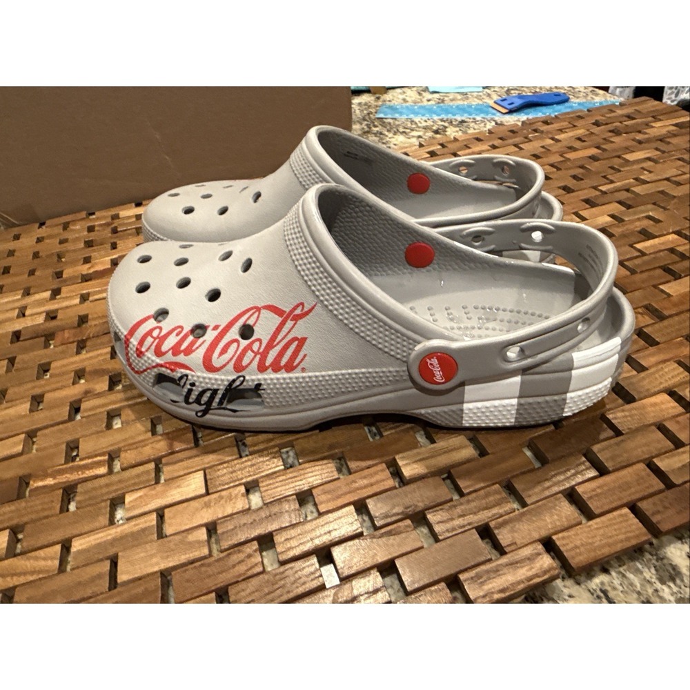 Crocs Classic Coca-Cola Light Clog Unisex slides grey Size Mens 8 Womens 10